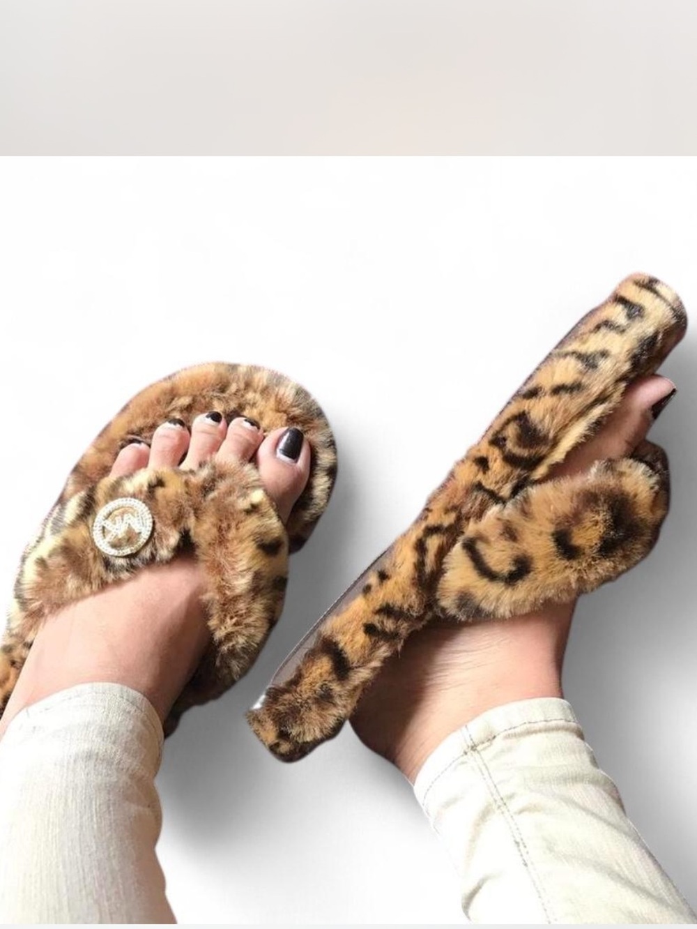Michael Kors furry Leppard slippers 10 - Picture 4 of 5